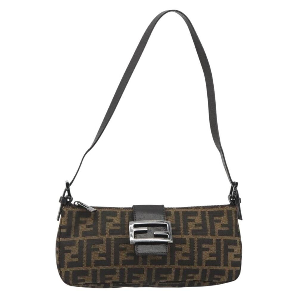 Fendi Zucca Mamma Baguette Shoulder Bag Black